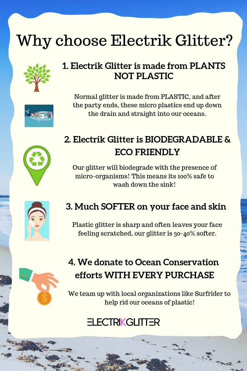 Eco Friendly Glitter Chunky Glitter for Festivals. Biodegradable Body Glitter for Hair Glitter, Nail Glitter, Face Eyeshadow glitter, Rave accessories, Holographic glitter makeup (Pink) ELECTRIKGLITTER