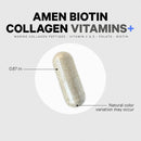 Amen Biotin Collagen Vitamins+ 10,000 mcg Biotin Supplement - Hydrolyzed Collagen, Vitamins C & E, Folate, Hyaluronic Acid, Keratin, MSM, Saw Palmetto - 3-Month Supply - Non-GMO - 90 Capsules Infinity Warehouse