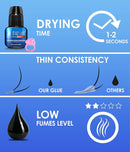 STACY LASH Extra Strong Evolution Eyelash Extension Glue (0.17fl.oz / 5ml) / 0.5-1 Sec Dry/Retention – 8 Weeks/Black Adhesive/Lash Tech Supplies + Glue Ring Infinity Warehouse