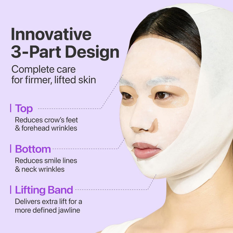 numbuzin No.9 Sheet Mask | NAD+ BIO Lifting-sil Full Face Mask | Improves Jawline, Jowls, Wrinkles, Neck Lines | Peptides, NAD+, Collagen | Skin Firmness | 4 Sheets + Lifting Band Infinity Warehouse