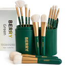 BERRY GOODS 12-Piece Makeup Brush Set with Microcrystalline Silk Fibers – Ultra-Soft, Vegan & Cruelty-Free Face & Eye Brushes with Travel Case (BERRY Blue) Infinity Warehouse