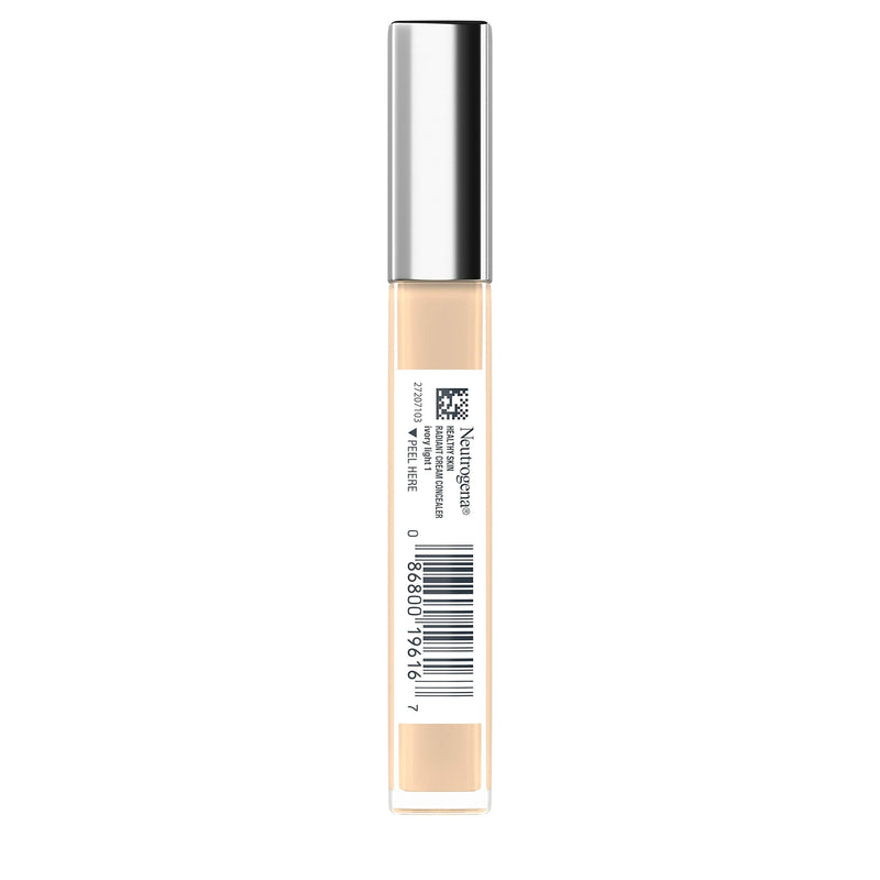 Neutrogena Healthy Skin Radiant Brightening Cream Concealer with Peptides & Vitamin E Antioxidant, Lightweight Perfecting Concealer, Non-Comedogenic, Ivory Light 01 with neutral undertones, 0.24 oz Neutrogena