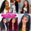 Eooma Curly Headband Wig Human Hair Wigs for Black Women (20 inch) Brazilian Curly None Lace Front Wigs Human Hair Scarf No Gel Glueless Remy Hair Wig Eooma