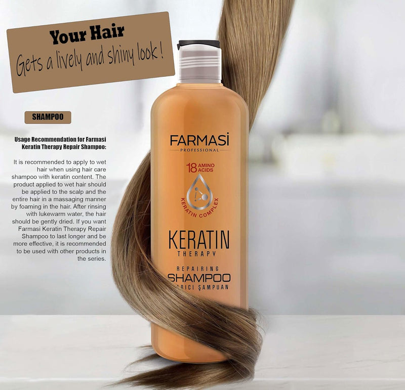 FARMASi Keratin Theraphy Repairing Shampoo for Dry and Damaged Hair 360 ml, 12.2 fl.oz Infinity Warehouse