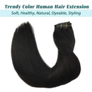GOO GOO Remy Human Hair Extensions Seamless Clip in Hair Extensions 22 Inch Natural Black 150g 7pcs Thick Hair Extensions Clip in With PU Weft Full Head Natural Real Hair Extensions for Women GOO GOO