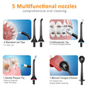 TUREWELL Water Flossing Cordless Oral Irrigator - 300ML Portable IPX7 Waterproof Water Teeth Cleaner, 3 Modes Water Cordless Pick for Teeth/Braces, 5 Water Jet Tips for Travel & Family Use TUREWELL