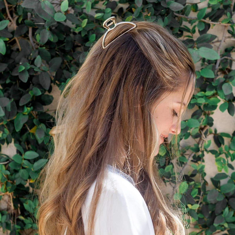 Kitsch Hair Clips, Metal Hair Claw Clips, Hair Accessories for Women, Large Hair Clip, Hair Clutch, 3 Inches Wide (Open Shape Claw Clip, Gold) Kitsch