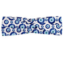 Ambesonne Evil Eye Headband, Symmetrical Pattern All Seeing Eye Superstitious Turkish Ethnic, Elastic and Soft Women's Bandana for Sports and Everyday Use, Blue White Ambesonne