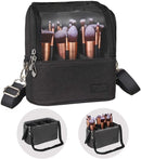 Makeup Brush Case Makeup Brush Holder Travel Makeup Bag for Women Cosmetic Bags Stand-up Brush Cup Professional Makeup Artist Storage Organizer with Shoulder Starp and Adjustable Dividers (Black) TANTO