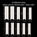 480PCS Extra Long C Curve Nail Tips and Glue, 2 Packs Natural and Clear Acrylic Nail Tips for Acrylic Nails Professional Set, 10 Sizes Artificial XXL Long Straight Square French False Nail Tips Deciniee