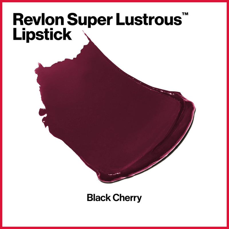 Revlon Super Lustrous Lipstick, High Impact Lipcolor with Moisturizing Creamy Formula, Infused with Vitamin E and Avocado Oil in Plum / Berry, Black Cherry (477) REVLON