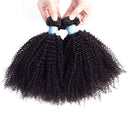 BLY 7A Mongolian Afro Kinky Curly Human Hair 3 Bundles Unprocessed Hair Weave Weft Big Hair for African American Women Natural Color (22/24/26 Inch) BLY