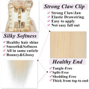 S-noilite Claw/Jaw Clip in Ponytail Extension Human Hair Blonde Ponytail Hair Extension Clip in Ponytail Hairpiece 100% Real Human Hair One Piece Straight 20 Inch (