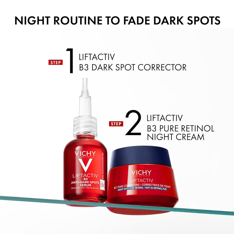 VICHY Liftactiv B3 Tone Correcting Night Cream, 4% Niacinamide + 0.15% Pure Retinol, Anti Aging Face Cream Evens Skin Tone, Fade Dark Spots & Smooth Wrinkles, Formula Minimizes Risk Of Irritation Infinity Warehouse