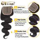 QTHAIR 12A Brazilian Body Wave Bundles with T Part Lace Closure 100% Unprocessed Brazilian Virgin Hair 3 Bundles with 4x1 Middle Part Closure(12 14 16+10) Human Hair Bundles with Closure QTHAIR