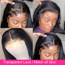 UNice Hair Straight Transparent Lace Front Human Hair Wigs for Black Women 10A Brazilian Virgin Hair 13x4 Lace Frontal Wig Pre Plucked with Baby hair 150% Density (16 inch) UNICE Store