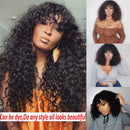 Water Short bob Wigs with Bangs Brazilian Virgin Human Hair Wigs None Lace Front Wigs With Bangs 130% Density Glueless Machine Made Wigs For Black Women 18 Inch Beafay Hair