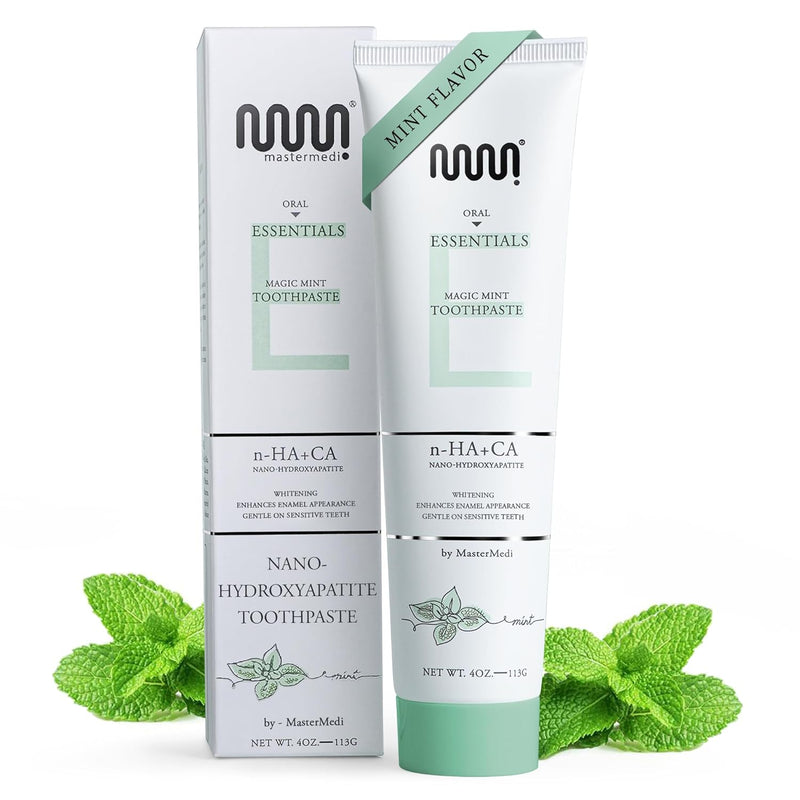 MasterMedi Nano Hydroxyapatite Toothpaste – Fluoride Free, SLS Free, for Sensitive Teeth, Whitening, Enamel Remineralization, Magic Mint, Dentist Recommended, 4 oz (Pack of 3) Infinity Warehouse