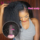 UNice Hair 10A Kinky Straight U Part Human Hair Wig for Black Women, Brazilian Remy Human Hair Glueless Full Head Clip in Half Wig 150% Density Natural Color (18inch) UNICE Store