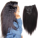 Sassina Kinkys Straight Clip in Hair Extensions Human Hair Double Wefts Unprocessed Virgin Hair Full Head Thick 7 Pieces with 17 Clips 120 Grams 14 inch Sassina Store