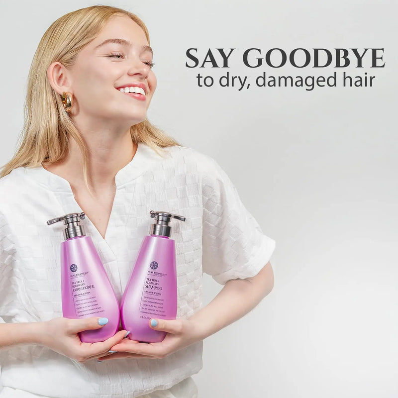 Tea Tree Oil Shampoo and Conditioner Set - Rosemary Oil Shampoo and Conditioner Hair Growth Shampoo for Women - Natural Shampoo for Thinning Hair and Hair Loss with Mint Oil and Coconut Oil (17 Fl Oz) Infinity Warehouse