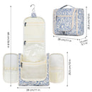 Hanging Travel Toiletry Bag Cosmetic Make up Organizer for Women and Men (Large, Blue Leaf) Narwey