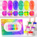 Double Rhythm 6 Pcs 15 ML Gel Polish Set Same Color Same Bottle Soak Off Gel Polish Kit Nail Art Manicure Salon DIY at Home for Women (Jelly Burgundy Red Glitter Silver -T6-56) Infinity Warehouse