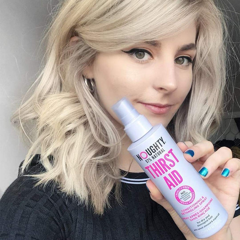 Noughty Thirst Aid Conditioning and Detangling Spray for Dry, Frizzy and Damaged Hair, Vegan 97% Natural, Sulfate Free Silicone Free Paraben Free Hair Detangler with Argan Oil, 200 ml / 6.7 fl oz Noughty