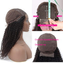 BLY Kinky Curly Lace Front Wigs for Black Women Human Hair Pre Plucked Knots Bleached 4x4 Lace Closure Wig Deep Curly Hair 150% Density 1B Black Color 26 Inch BLY