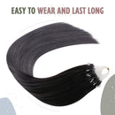 Ugeat 20 Inch Remy Micro Loop Ring Hair Extensions Invisible Micro Bead Human Hair Balayage Ombre Off Black