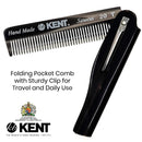 Kent 20T Black Graphite Handmade Folding Pocket Comb for Men, Fine Tooth Hair Comb Straightener for Everyday Grooming Styling Hair, Beard or Mustache, Use Dry or with Balms, Saw Cut, Made in England KENT Store