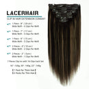 Lacer New Version Thick Hair Extensions Clip in Human Hair Silky Straight Dark Brown to Medium Brown Highlight Dark Brown R