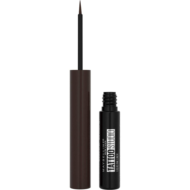 Maybelline TattooStudio Liquid Ink Liner Up To 36HR Wear, Sweat Resistant, Smudge Resistant, No Mess Removal, Longwear Liquid Eyeliner Makeup, Dark Henna Brown, 0.08 fl; oz. Maybelline New York