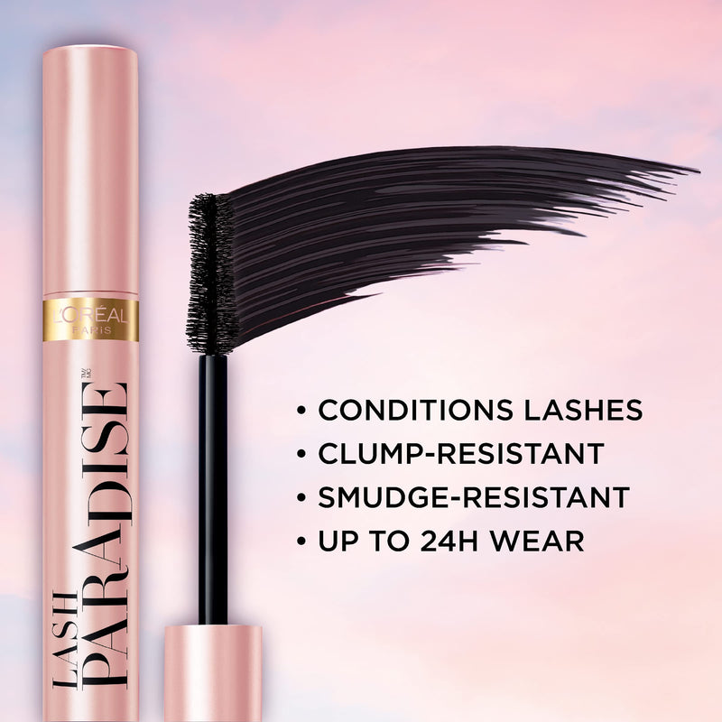 L'Oreal Paris Voluminous Makeup Lash Paradise Mascara, Voluptuous Volume, Intense Length, Feathery Soft Full Lashes, No Flaking, No Smudging, No Clumping, Black Brown, 0.25 Fl Oz (Pack of 1) L'Oreal Paris