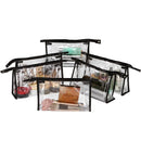 Sea Team 6-Pack Transparent Waterproof Cosmetic Bags with Zipper, Clear Vinyl Plastic Makeup Bags, Portable Travel Toiletry Pouch, Organizer, Pencil Case (Black, Large/10.4") Sea Team