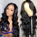 Lace Front Wigs Human Hair Body Wave Middle T Part Wig Brazilian Virgin Human Hair Wigs Per Plucked with Baby Hair For Black Women Natural Color(22”body) Amanda