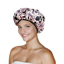 Reusable Nylon Shower Cap & Bath Cap, Reversible Oversized Waterproof Shower Caps Large Designed for all Hair Lengths w Terry Lining & Elastic Band Stretch Hem Hair Hat - Socialite Mint To Be Betty Dain