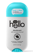 Hello Activated Charcoal Clean + Fresh Deodorant for Women + Men - Aluminum Free, No Baking Soda, Parabens, or Sulfates, 24 Hour Protection, 2.6 Ounce Hello Oral Care