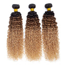 12A Ombre Brazilian Virgin Curly Hair 3 Bundles (T1B/30/27,20" 22" 24") Ombre Virgin Remy Kinky Curly Human Hair Weave Bundles 100% Unprocessed Virgin Remy Hair Bundles 3 Tone Ombre Bundles ROYAL IMPRESSION
