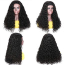 Beauty Forever Headband Human Hair Wig Water Wave Glueless Human Hair Wigs With Pre-attached Scarf Non Lace Front Wigs for women Natural Color 200% Density 16 Inch Beauty Forever Store