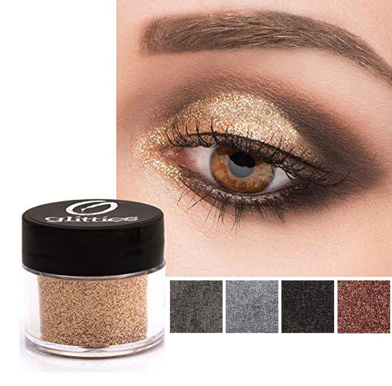 GLITTIES - Sparkling Champagne - Cosmetic Grade Extra Fine (.006") Loose Glitter Powder Safe for Skin! Perfect for Makeup, Body Tattoos, Face, Hair, Lips, Soap, Lotion, Nail Art - (30 Gram Jar) Glitties