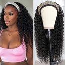 UNice Headband Wig for black Women Human Hair Curly Wig Brazilian Virgin Hair Glueless Non Lace Front Wig 150% Density (22inch) UNICE Store