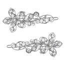 LUX ACCESSORIES Set of 2 Floral Filligree Clear Crystal Rhinestones Wedding Bridal Fashion Hair Pins LUX ACCESSORIES