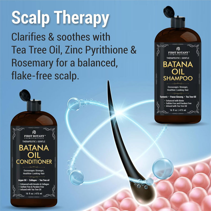 Batana Oil Shampoo and Conditioner - Fights Hair Loss, Promotes Hair Growth, Fights Dandruff, Lice & Itchy Scalp - for Men and Women Sulfate Free - 16 fl oz x 2 Infinity Warehouse