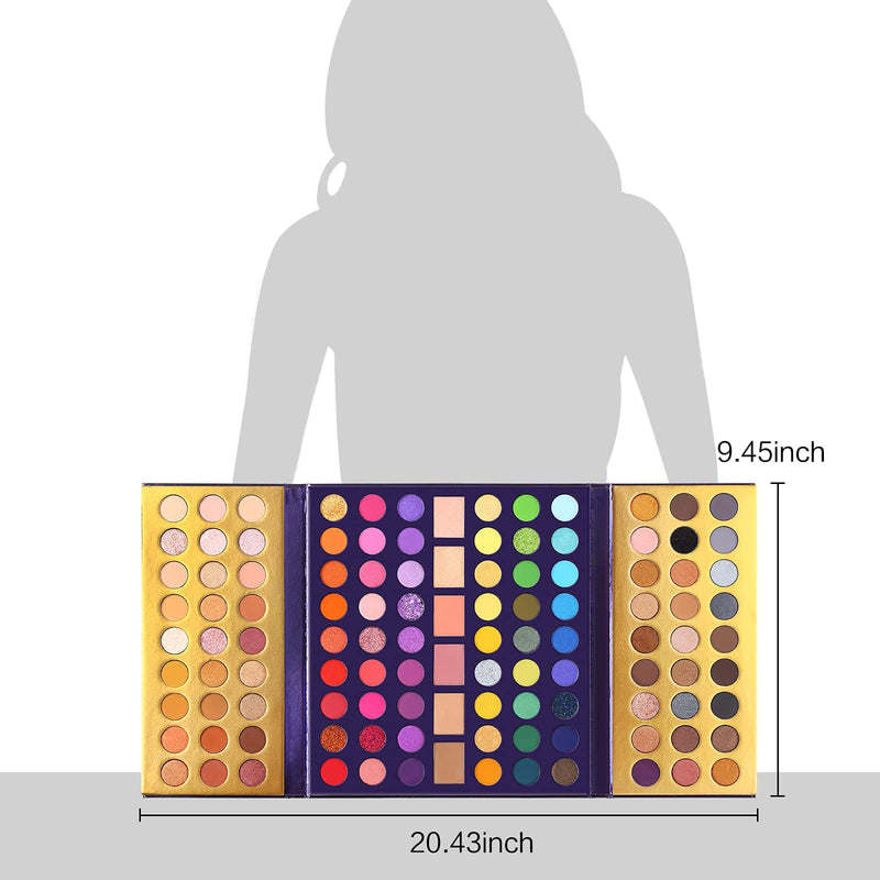 UCANBE 5pcs Eyeshadow Makeup Set -114 Shades MIRROR Eye Shadow Palette, 15 Soft Brushes Set, 1 Eye Primer Base, 2 Make up Blending Sponges, All In One Gift Kit UCANBE