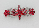Faship Gorgeous Red Rhinestone Crystal Flora Hair Barrette Clip Faship