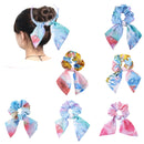 Cutewing Bow Scrunchies Tie Dye Hair Scarf Chiffon Scarf Scrunchie Hair Tie Scarf Ponytail Holders 2 in 1 Hair Bowknot for Women Girls with 6PCS Cutewing