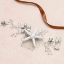 Yean Starfish Bride Wedding Hair Comb Sliver Crystal Beach Bridal Hair Piece Flower Hair Accessories for Women and Girls Yean
