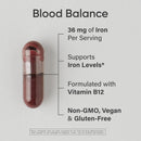 Sports Research® Blood Balance Iron Supplement - 36 MG Iron + Folate & Vitamin C for Absorption - Red Blood Cell Support for Women & Men* - Vegan Certified · Non-GMO · Gluten-Free - 90 Capsules Infinity Warehouse