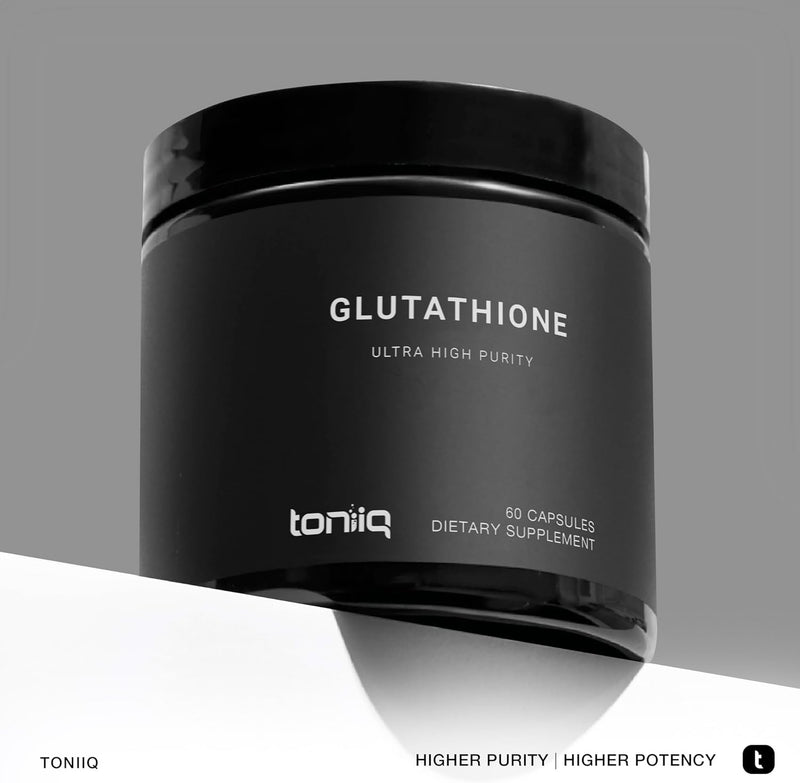Toniiq Ultra High Strength Glutathione Capsules - 1000mg Concentrated Formula - 98%+ Highly Purified and Bioavailable - Non-GMO Fermentation - 60 Capsules Reduced Glutathione Supplement Infinity Warehouse